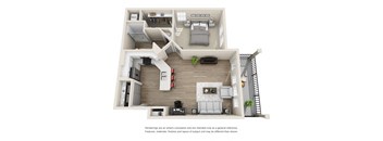 B 3D Floorplan at Evergreen at Southwood in Tallahassee, FL