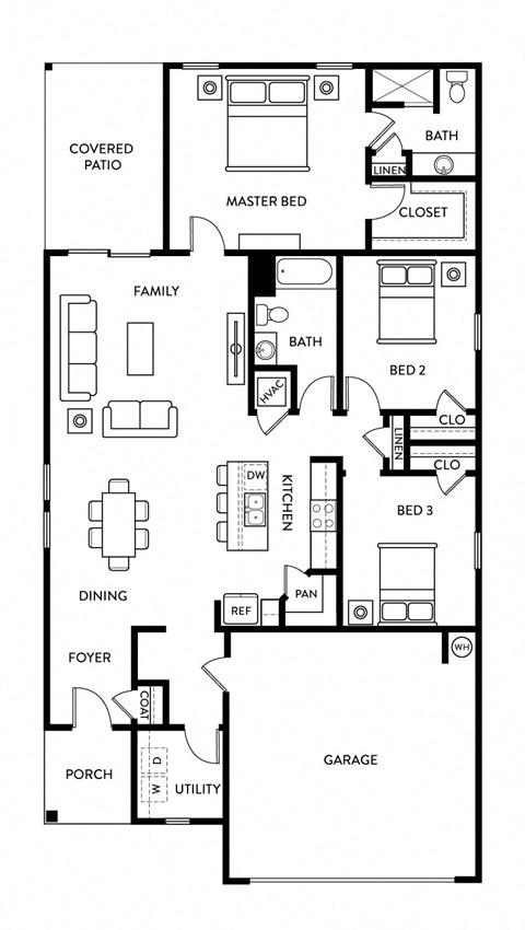 Gingko - 3 Bedroom 2 Bath 1,536 Sq. Ft. Floor Plan at Beacon at Meridian, San Antonio, 78245