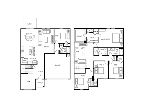 Gordonia - 5 Bedroom 3 Bath 2,722 Sq. Ft. Floor Plan at Beacon at Vine Creek, Pflugerville, Texas