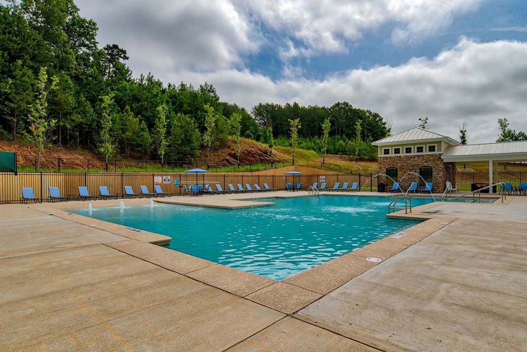 the swimming pool at the resort on a cloudy day