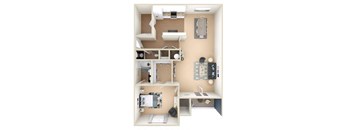 3D 1A Floor Plan at Grand Reserve at Columbus Apartments in Columbus, Georgia, GA