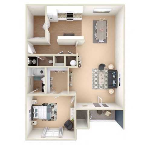 3D 1A Floor Plan at Grand Reserve at Columbus Apartments in Columbus, Georgia, GA