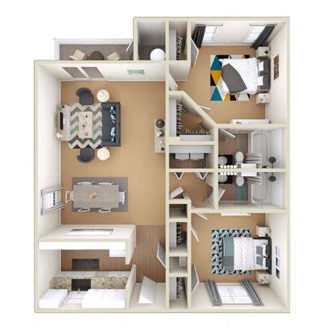 3D Large Villa Floor Plan at Grand Reserve at Columbus Apartments in Columbus, Georgia, GA