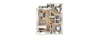 3D Large Villa Floor Plan at Grand Reserve at Columbus Apartments in Columbus, Georgia, GA