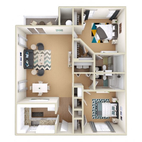 Villa 3D Floor Plan at Grand Reserve at Columbus Apartments in Columbus, Georgia, GA