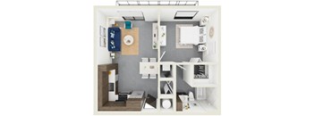 3d rendering of A1 Floor Plan at Hollywood Heights on the Boulevard Luxury apartments in Hollywood, FL