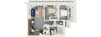 3d rendering of A4 Floor Plan at Hollywood Heights on the Boulevard Luxury apartments in Hollywood, FL