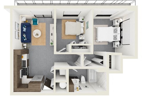 3d rendering of A4 Floor Plan at Hollywood Heights on the Boulevard Luxury apartments in Hollywood, FL