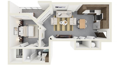 3d rendering of A5 Floor Plan at Hollywood Heights on the Boulevard Luxury apartments in Hollywood, FL