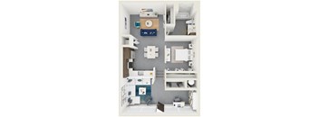 a 3d drawing of the floor plan of a bedroom