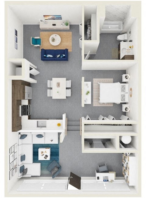 a 3d drawing of the floor plan of a bedroom