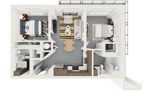3d rendering of B10 Floor Plan at Hollywood Heights on the Boulevard Luxury apartments in Hollywood, FL