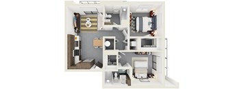 3d rendering of B4 Floor Plan at Hollywood Heights on the Boulevard Luxury apartments in Hollywood, FL
