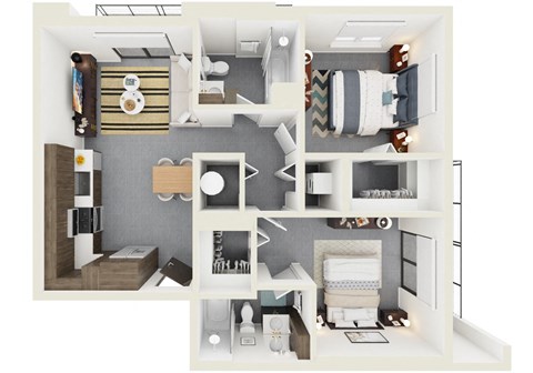 3d rendering of B4 Floor Plan at Hollywood Heights on the Boulevard Luxury apartments in Hollywood, FL