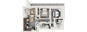 3d rendering of B5 Floor Plan at Hollywood Heights on the Boulevard Luxury apartments in Hollywood, FL