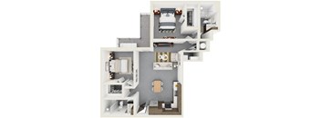 3d rendering of B7 Floor Plan at Hollywood Heights on the Boulevard Luxury apartments in Hollywood, FL