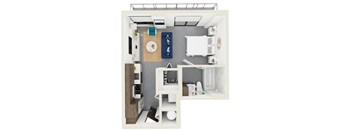 3d rendering of S1 Floor Plan at Hollywood Heights on the Boulevard Luxury apartments in Hollywood, FL