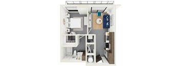 3d rendering of S2 Floor Plan at Hollywood Heights on the Boulevard Luxury apartments in Hollywood, FL