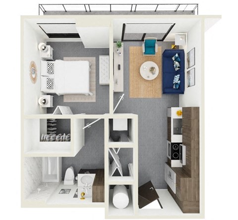 3d rendering of S2 Floor Plan at Hollywood Heights on the Boulevard Luxury apartments in Hollywood, FL