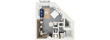 3d rendering of S4 Floor Plan at Hollywood Heights on the Boulevard Luxury apartments in Hollywood, FL
