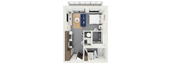 3d rendering of S5 Floor Plan at Hollywood Heights on the Boulevard Luxury apartments in Hollywood, FL