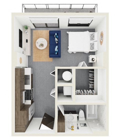 3d rendering of S5 Floor Plan at Hollywood Heights on the Boulevard Luxury apartments in Hollywood, FL