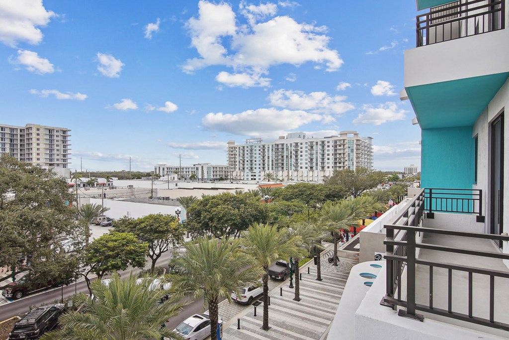 Balcony view of Hollywood Boulevard at Hollywood Heights on the Boulevard Luxury Apartments in Hollywood, FL