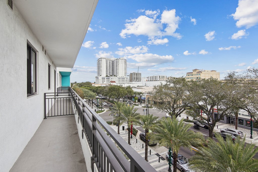 Balcony view of Hollywood Boulevard at Hollywood Heights on the Boulevard Luxury Apartments in Hollywood, FL