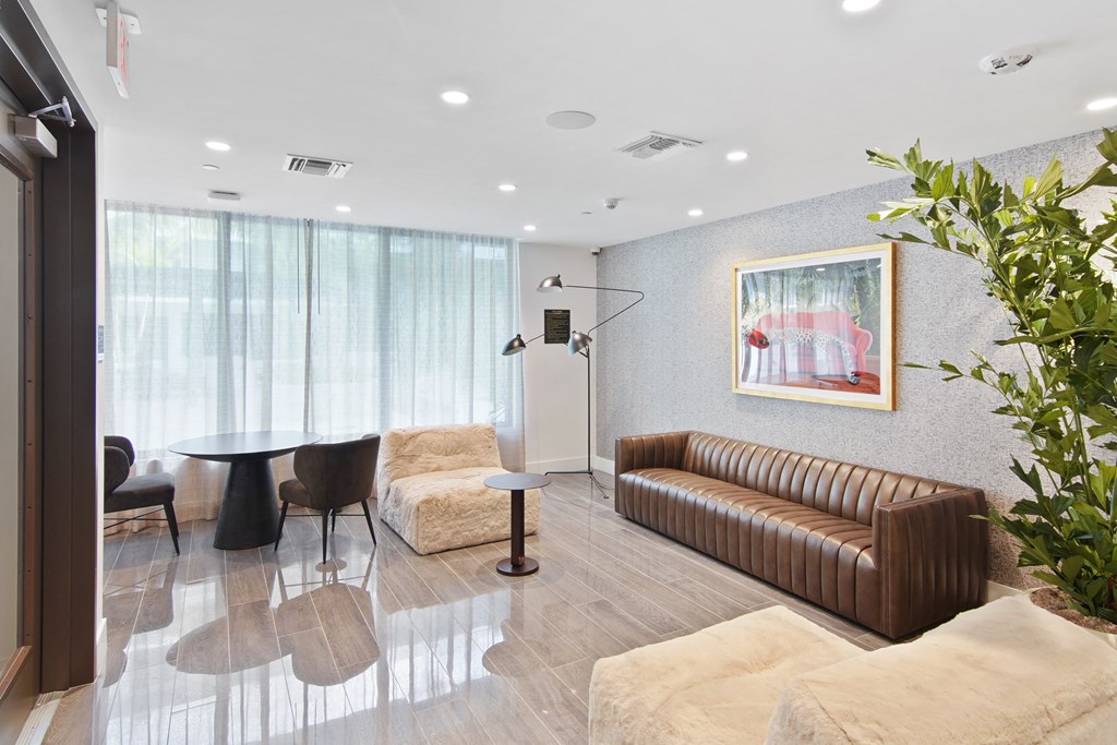 Waiting area to the beauty and hair salon at Hollywood Heights on the Boulevard Luxury Apartments in Hollywood, FL