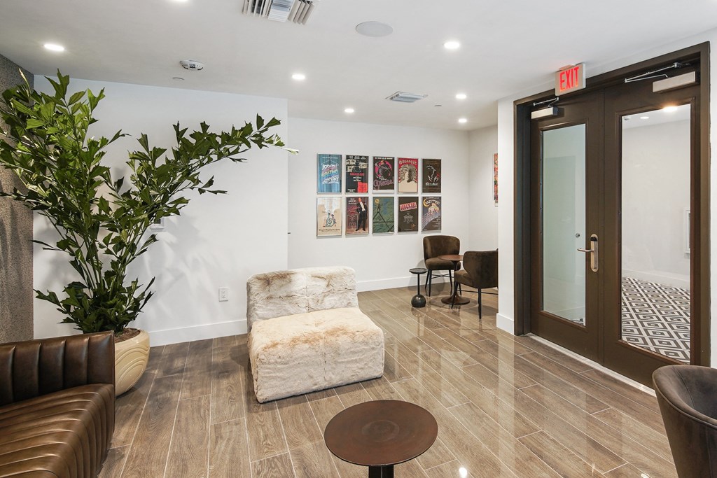 Waiting area to the beauty and hair salon at Hollywood Heights on the Boulevard Luxury Apartments in Hollywood, FL