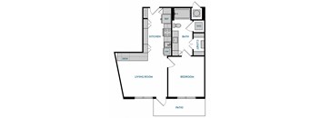 1 bed 1 bath A0 Floorplan,at The Hamilton, Dallas Texas