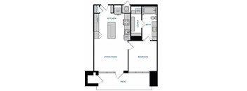 1 bed 1 bath A2 Floorplan,at The Hamilton, Texas