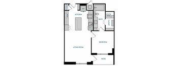1 bed 1 bath A3 Floorplan,at The Hamilton, Texas, 75226