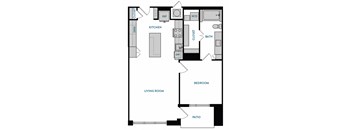 1 bed 1 bath A5 Floorplan,at The Hamilton, Dallas, TX