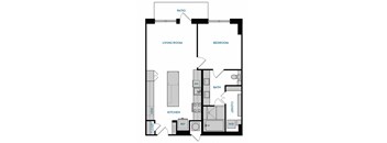 1 bed 1 bath A6 Floorplan,at The Hamilton, Dallas, 75226