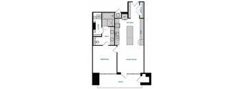 1 bed 1 bath A8 Floorplan,at The Hamilton, Dallas