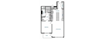 1 bed 1 bath A9 Floorplan,at The Hamilton, Texas