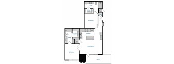 2 bed 2 bath B0 Floorplan,at The Hamilton, Texas, 75226