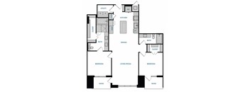 2 bed 2 bath B3 Floorplan ,at The Hamilton, Dallas, 75226