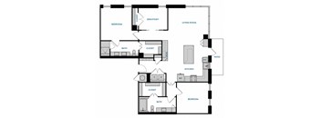 2 bed 2 bath B8 Floorplan,at The Hamilton, Dallas, TX 75226
