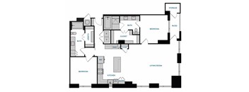 2 bed 2 bath B9 Floorplan ,at The Hamilton, Dallas, TX