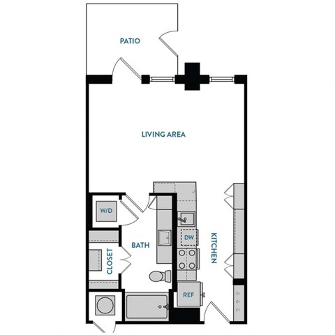 Studio S1 Floorplan,at The Hamilton, Dallas, TX 75226