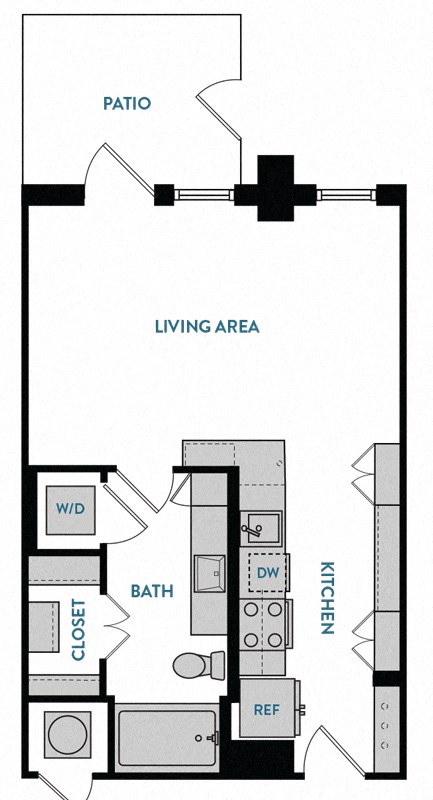 Studio S1 Floorplan,at The Hamilton, Dallas, TX 75226