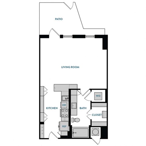 Studio S3 Floorplan,at The Hamilton, Dallas, 75226