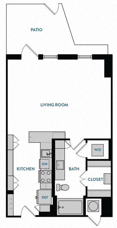 Studio S3 Floorplan,at The Hamilton, Dallas, 75226