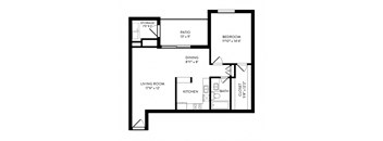 A3 - 1 Bedroom, 1 Bathroom, 741 Square Feet - A3 Floorplan at Hillside Creek in Austin, TX