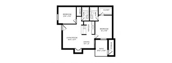 B1 - 2 Bedroom, 2 Bathroom, 941 Square Feet - B1 Floorplan at Hillside Creek in Austin, TX