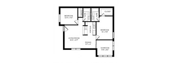 B2 - 2 Bedroom, 2 Bathroom, 991 Square Feet - B2 Floorplan at Hillside Creek in Austin, TX