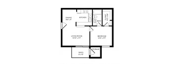 A1 - 1 Bedroom, 1 Bathroom, 606 Square Feet - A1 Floorplan at Hillside Creek in Austin, TX