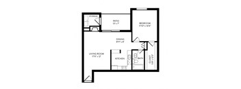 A2 - 1 Bedroom, 1 Bathroom, 721 Square Feet - A2 Floorplan at Hillside Creek in Austin, TX